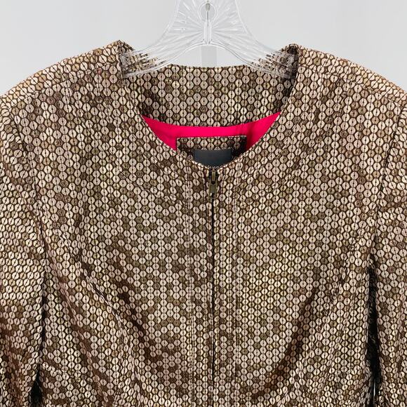 Anthracite by Muse Gold Sparkly Circle Ruched Fun Dressy Zip Jacket Plus 14 - Picture 4 of 10